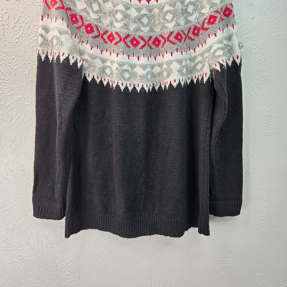 J. Jill Fair Isle Pullover Sweater M Black White Nordic Holiday Long Sleeve Top - Picture 11 of 12
